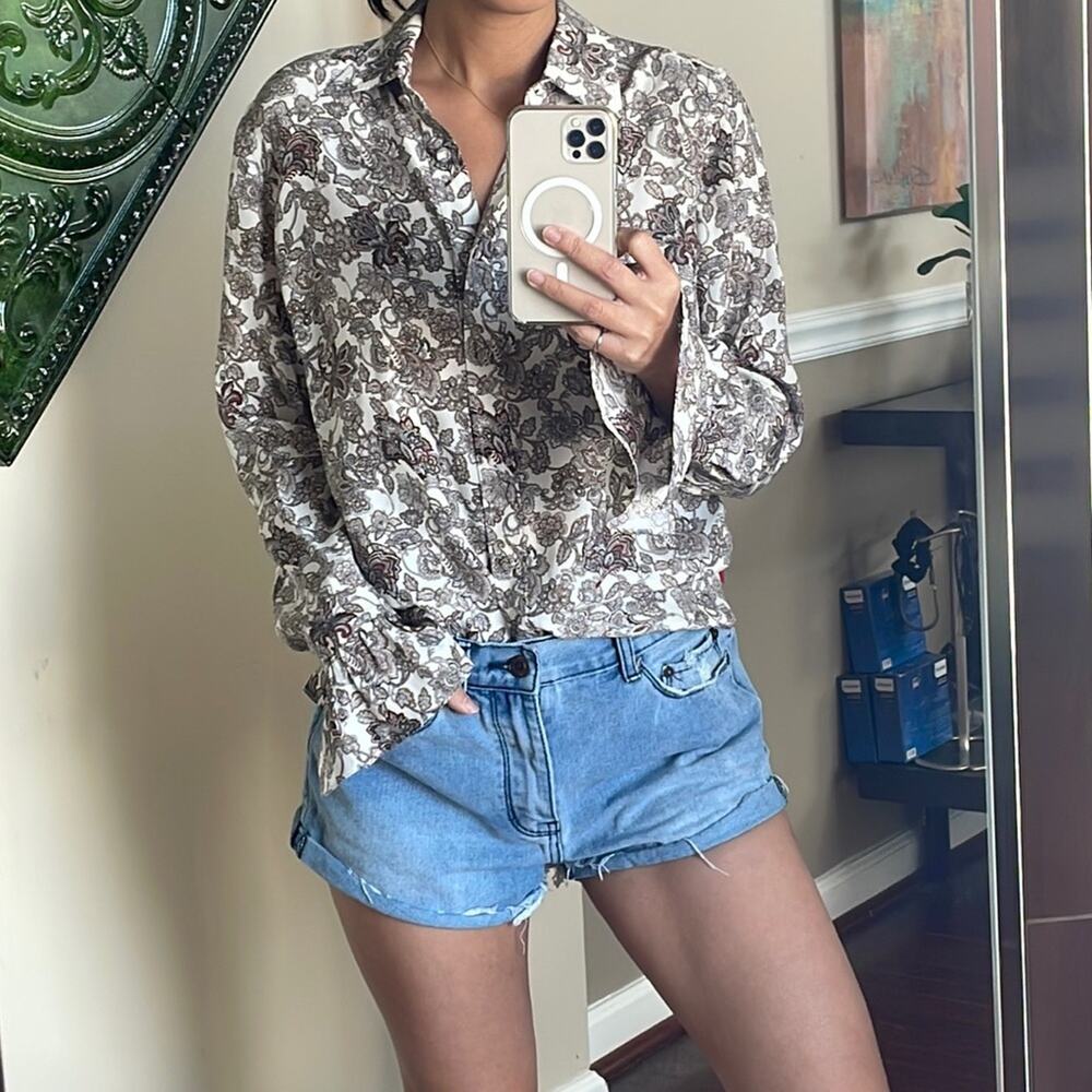 FRAME 100% Silk Ruffle Button Down Blouse  NWT